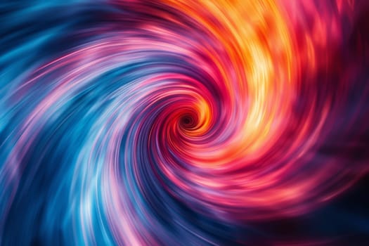 A spiral of colors with a blue and orange swirl. The colors are bright and vibrant, creating a sense of energy and movement. The spiral shape gives the impression of a vortex or a whirlpool