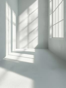 A white wall with a tree branch casting a shadow on it. The shadow is the main focus of the image