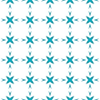 Textile ready wonderful print, swimwear fabric, wallpaper, wrapping. Blue marvelous boho chic summer design. Green geometric chevron watercolor border. Chevron watercolor pattern.