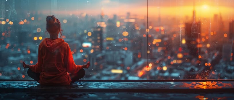 Conceptual photo of person meditating in urban setting to represent World Sleep Day