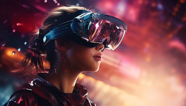 Woman in VR glasses. High quality photo