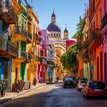 Immerse yourself in the vibrant colors and lively atmosphere of Buenos Aires with this image of a bustling street. The unmistakable sound of tango music fills the air as locals and tourists alike dance and revel in the city's energetic ambiance. Capture the iconic architecture of Buenos Aires, with its ornate balconies, historic buildings, and vibrant murals. Get a taste of the city's rich culture as people savor mouthwatering empanadas and explore the hidden gems around every corner. This image evokes a sense of wanderlust and excitement, inviting viewers to experience the enchantment of Buenos Aires firsthand.