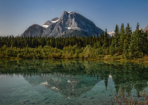 Banff Silverhorn Campground Views of Peak in Reflection