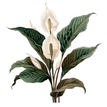 Isolated illustration of a peace lily plant ai generated element