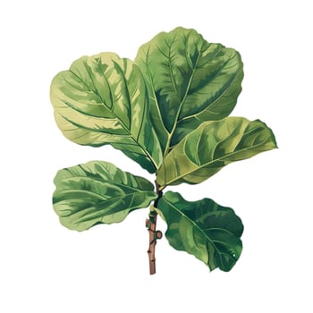 Isolated illustration of fiddle leaf fig branch ai generated element