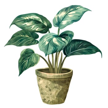 Isolated illustration of a philodendron in pot ai generated element