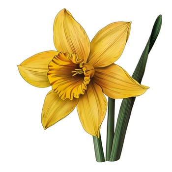 Isolated illustration of yellow Daffodil ai generated floral element