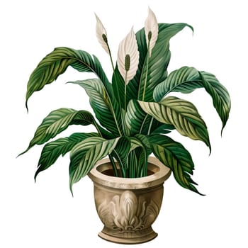 Isolated illustration of a peace lily in pot ai generated element