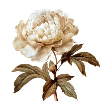 Isolated illustration of white peony flower ai generated element