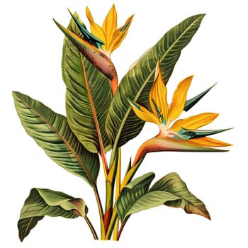 Isolated illustration of bird of paradise plant ai generated element