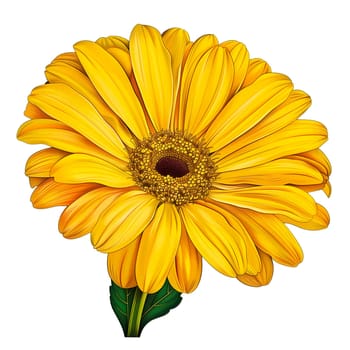 Isolated illustration of yellow gerbera daisy ai generated floral element