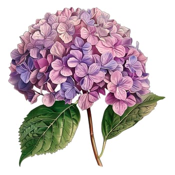 Isolated illustration of hydrangea with purple petal ai generated floral element