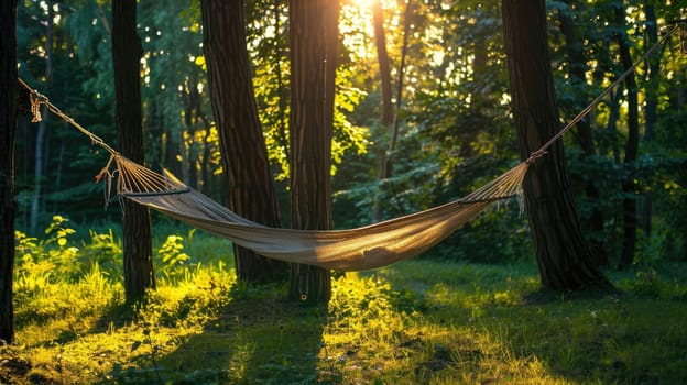 Hammock for a cozy rest in the shade of trees AI