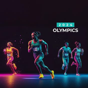 Olympics - Modern Illustration of a Strong Athlete Running, Space for Text 