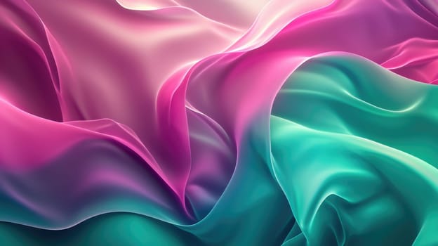 The abstract picture of the two colours of pink and green colours that has been created form of the waving shiny smooth satin fabric that curved and bend around this beauty abstract picture. AIGX01.