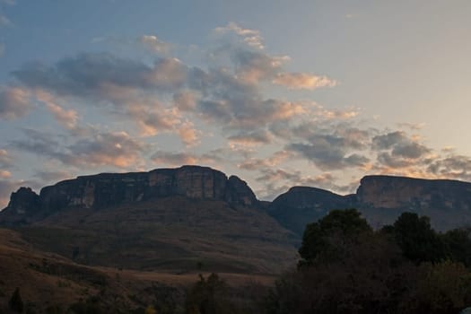 Drakensberg Mountain Scene in the Royal Natal National Park. Kwa-Zulu-Natal. South Africa