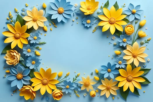 beautiful abstract background with bright flowers. AI generated image.