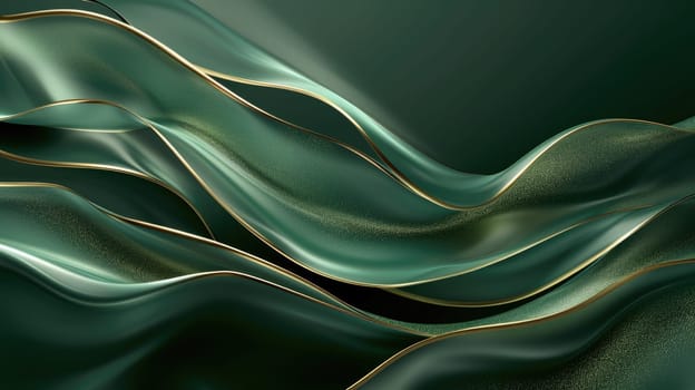 The abstract picture of the two colours of gold and green colours that has been created form of the waving shiny smooth satin fabric that curved and bend around this beauty abstract picture. AIGX01.