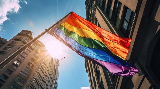 The pride flag or rainbow banner is the symbol of LGBT or LGBTQ that represents the diversity of genders, love, romance, tolerance, celebration and concept of lgbtq community around the world. AIGX03.