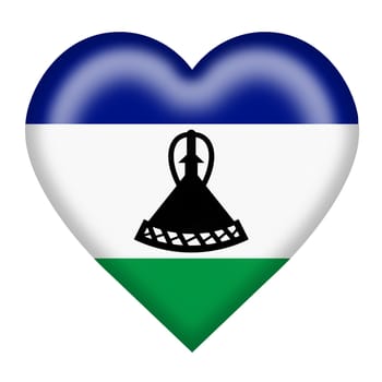 A Lesotho flag heart button isolated on white with clipping path 3d illustration