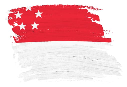 A Singapore background paint splash brushstroke 3d illustration with clipping path red white stripes crescent moon five stars white