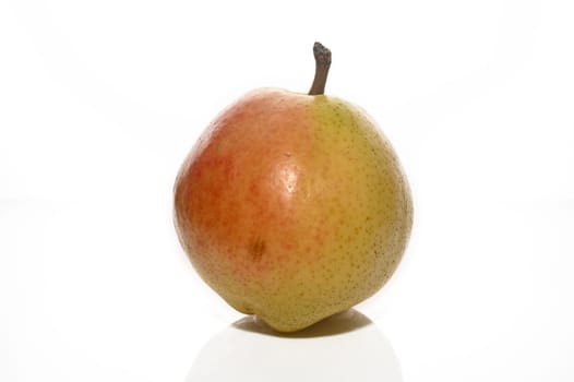 ripe pear with leaf isolated on white background