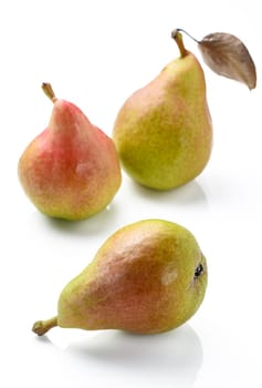 Collection of delicious pears, isolated on white background