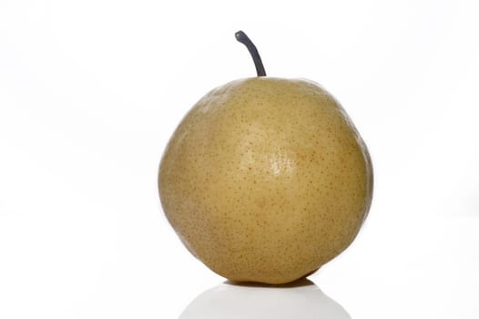 ripe pear with leaf isolated on white background 2