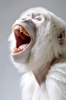 A white screaming monkey highlighted on a white background.