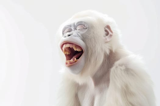 A white screaming monkey highlighted on a white background.