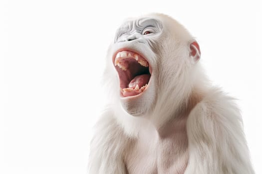 A white screaming monkey highlighted on a white background.