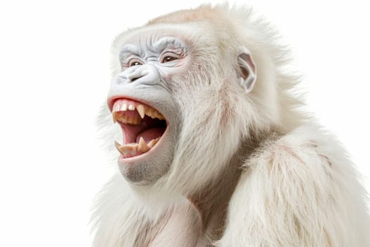 A white screaming monkey highlighted on a white background.