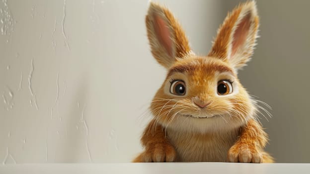 The cartoon character is a rabbit . 3d illustration.