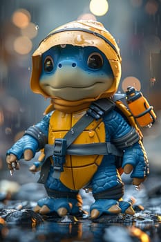 The cartoon character of the turtle athlete. 3d illustration.