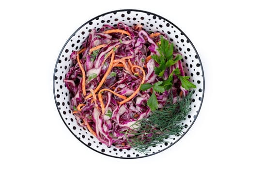 A colorful plate of coleslaw salad