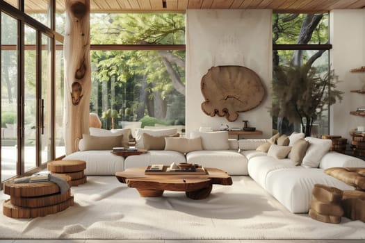 A living room in a building with hardwood flooring, furnished with furniture and a wooden coffee table. The ambiance is cozy and inviting
