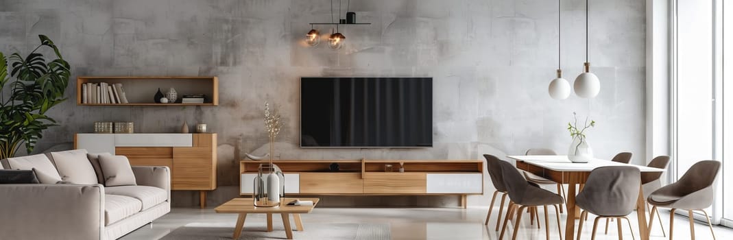 A cozy living room in a house featuring a hardwood floor, wood table, metal chairs, gas fireplace, and a television for entertainment