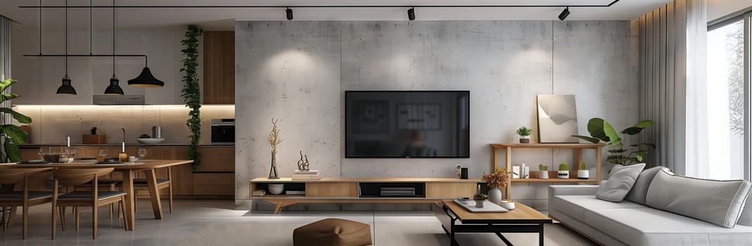 A cozy living room in a house with hardwood flooring, featuring a couch, television on cabinetry, table, and chairs for entertainment