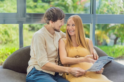 Expectant couple reviews blood test results, navigating pregnancy together with concern and anticipation.