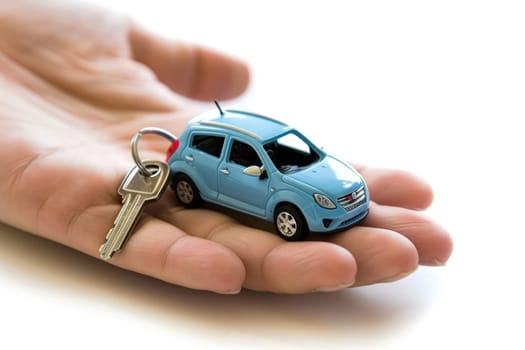 Buying a car, Motor vehicle rent, Lease or purchase, car and car keys in hand..