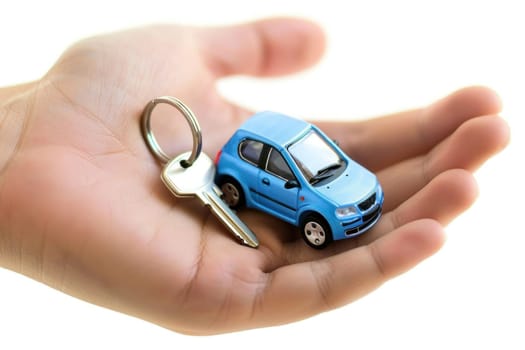 Buying a car, Motor vehicle rent, Lease or purchase, car and car keys in hand..