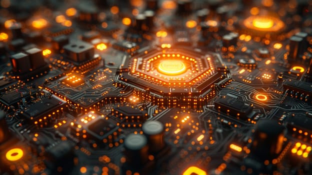 Detailed image of circuit board, representing technology and electronics.
