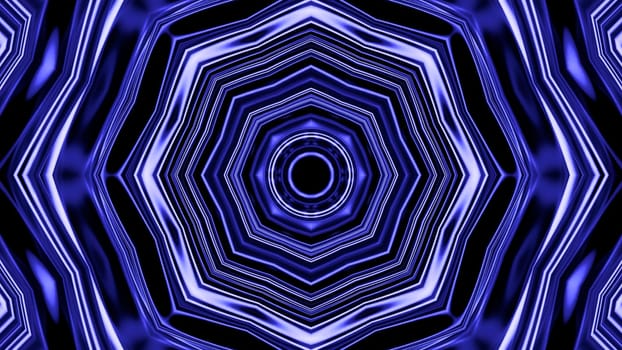 Psychedelic hypnotic digital kaleidoscopic motion background. Design. Endless corridor of fractal shapes