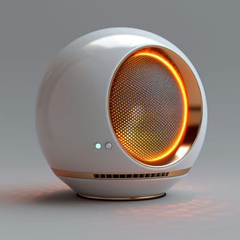 Modern wireless speaker, representing technology and music.