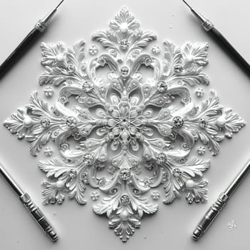 Intricate details of snowflake, symbolizing uniqueness and winter.