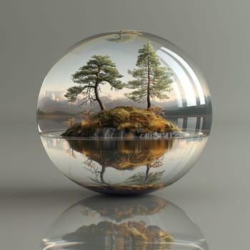 Glass globe reflecting the surrounding environment, symbolizing perspective and world awareness.