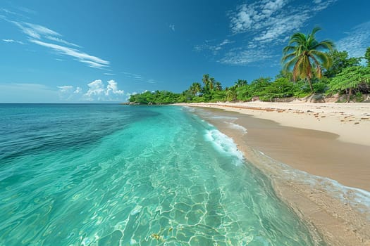 Pristine beach with turquoise water, inspiring travel and relaxation.