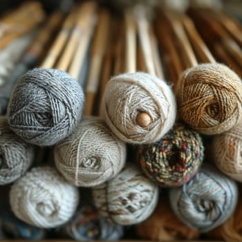 Close-up of knitting needles and wool, symbolizing creativity and craftsmanship.