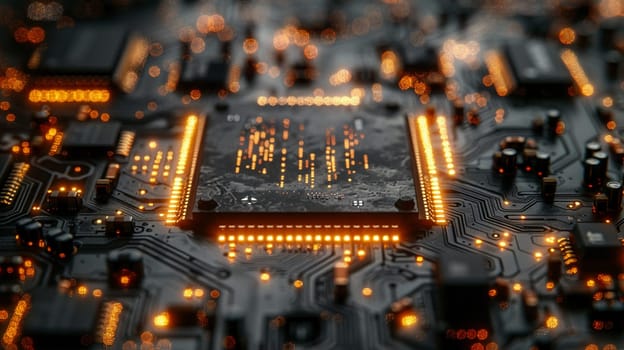 Detailed image of circuit board, representing technology and electronics.