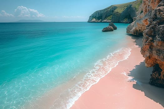 Pristine beach with turquoise water, inspiring travel and relaxation.